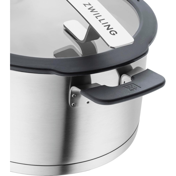 Набір каструль ZWILLING Simplify 5 предметів з кришкою-ситом, скляною кришкою, індукційне дно, нержавіюча сталь, срібно-чорний