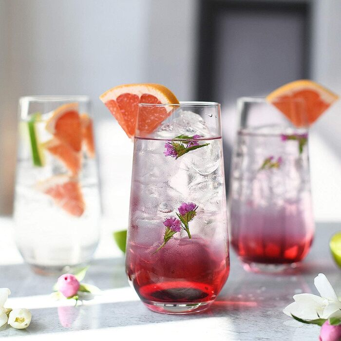 Krosno Water Glasses Highball Glasses Drinking Glasses | Set of 12 | 480 ML | Splendour Collection | Perfect for home, restaurants, and parties | Dishwasher safe