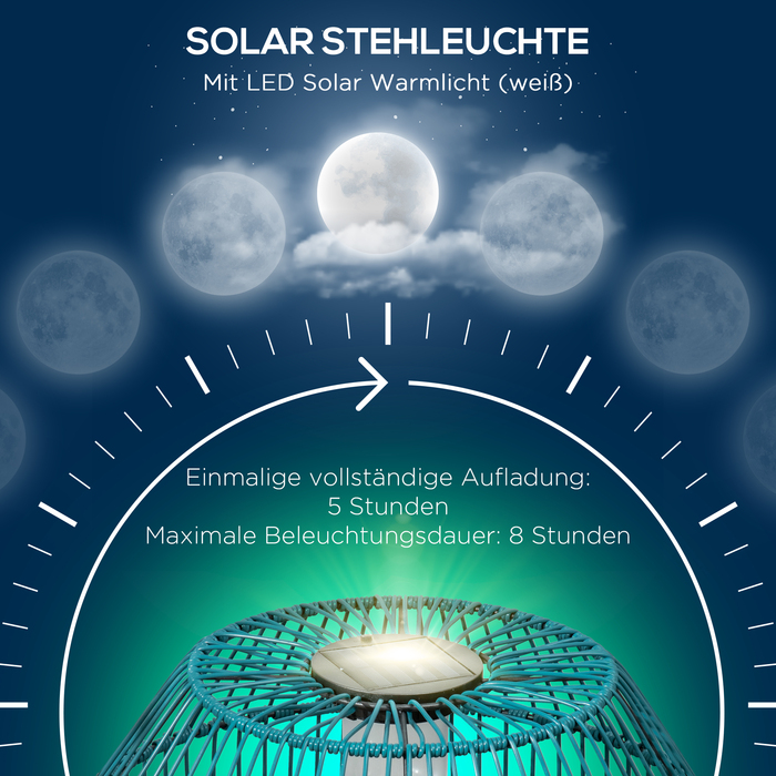 Outsunny Solar Path Light Garden Lamp Waterproof Path Light with Light Sensor Automatic LED Drum Design for Balcony & Terrace, Green