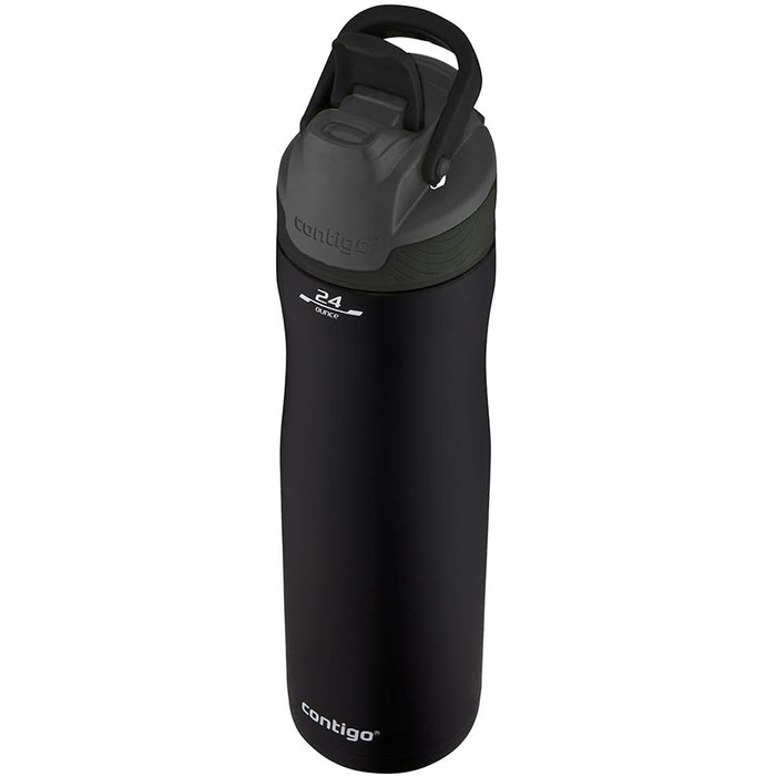Contigo Autoseal Chill Water Bottle, Matte Black, Stainless Steel Water Bottle with Autoseal Technology, Insulated Bottle Keeps Drinks Cold for Up to 28 Hours, Leak-Proof, BPA-Free, 720 ml