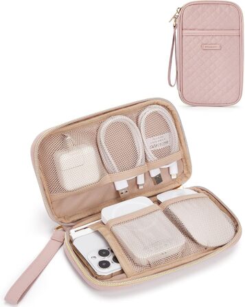 Органайзер для кабелів Bagsmart: рожевий, для подорожей, USB, зарядні пристрої та аксесуари