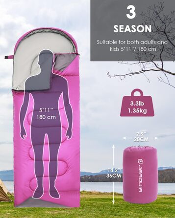 Lightweight Waterproof Sleeping Bag for Adults - Cold Weather Camping & Hiking | Compression Bag Included
