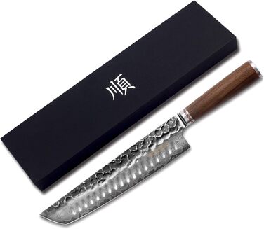 Японський кухонний ніж YOUSUNLONG Gyuto 255мм з дамаської сталі - професійний кухонний ніж з дерев'яною ручкою та піхвою