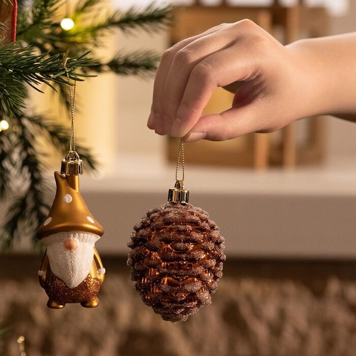 Набір ялинкових прикрас Valery Madelyn, 40 шт. Ялинкові кулі з пластику, бронзові, тематика 