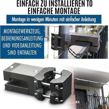 KD-TECH Stable Parasol Holder - Parasol Stand for Balcony Square Railings - Secure Parasol Attachment Without Drilling