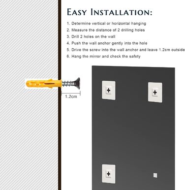 Дзеркало настінне прямокутне 40x60 см без рами, сучасне для ванної кімнати, HD скляне дзеркало