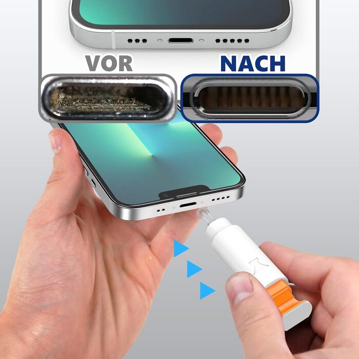 Набір для чищення iPhone та смартфонів: лінійний роз'єм, насадки для динаміків, інструменти для ремонту iPad Pro, Lightning кабель (білий)