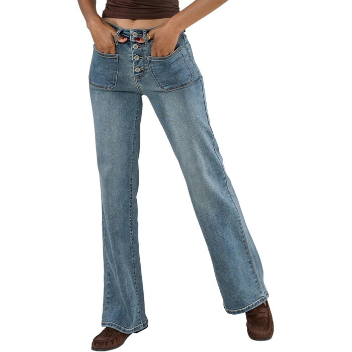 Джинси жіночі Nina Carter P139 розкльошені bootcut, висока талія, вінтажний блакитний (L)