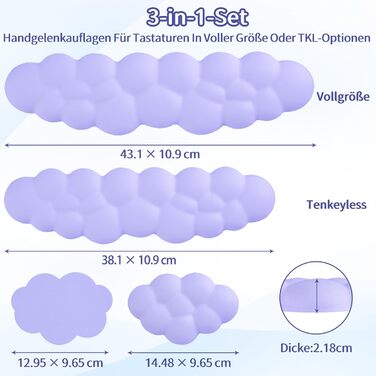 Підставка для зап'ястя Wolke Handballenauflage для клавіатури, ергономічна, з PU шкіри та піною Memory, для ПК/геймінгу, біла