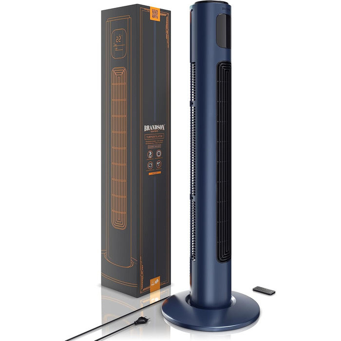 Вентилятор підлоговий Brandson з пультом керування, 96 см, 3 швидкості, осциляція 60°, темно-синій (Dark Navy Blue)