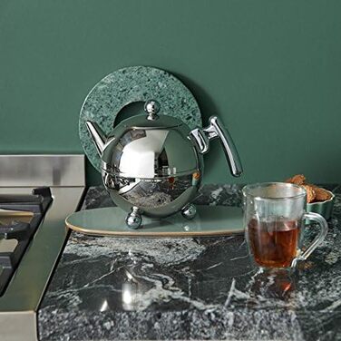 Bredemeijer round, double-walled stainless steel teapot, 1.2 Liter with chrome-colored handle (1.5 l)
