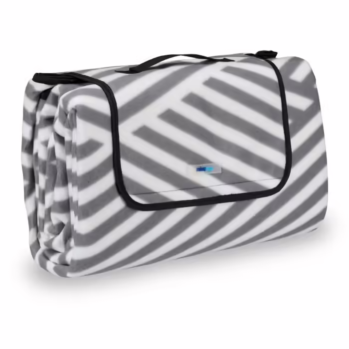Relaxdays Striped Gray and White Picnic Blanket