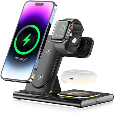 Бездротовий зарядний пристрій Carehabi 3-в-1: для iPhone, Apple Watch та AirPods Pro