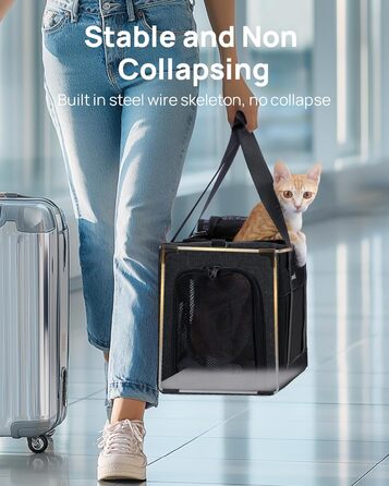 Транспортна сумка для котів Pecute Katzentasche: міцна переноска для домашніх тварин, легка, складана, для котів та маленьких собак, ідеальна для подорожей та до ветеринара, до 4 кг (44 x 23 x 30 см, темно-сірий)