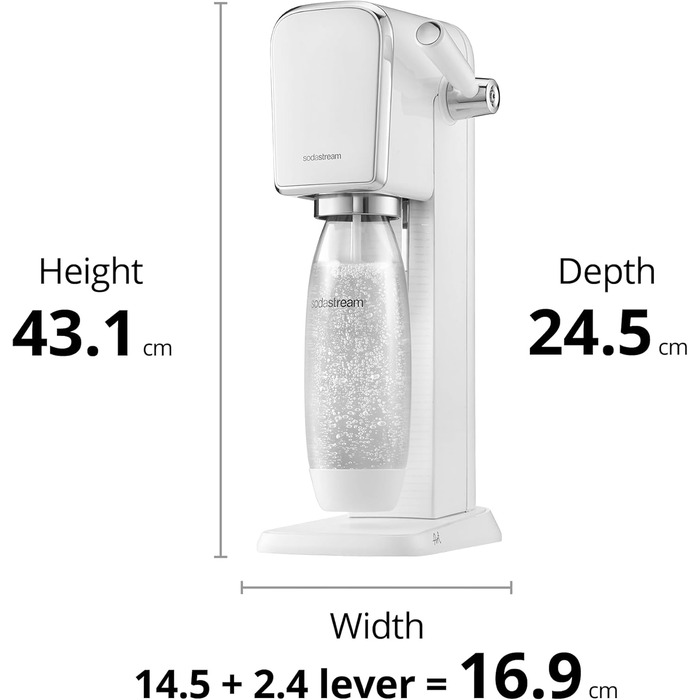 SodaStream газова вода ART з балоном CO2 та 1л пластикової пляшки, придатна для миття в посудомийній машині, білий, 44 см