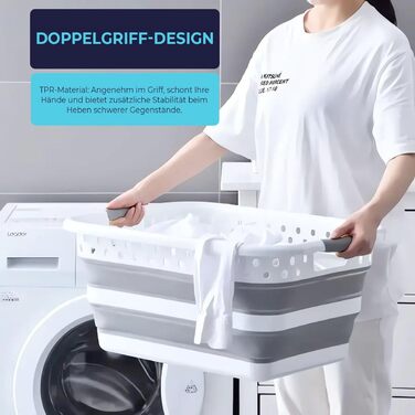 Складний кошик для білизни König Design, 2 шт, 24 л, універсальний, багатоцільовий, пластиковий, для прання, складаний контейнер для зберігання