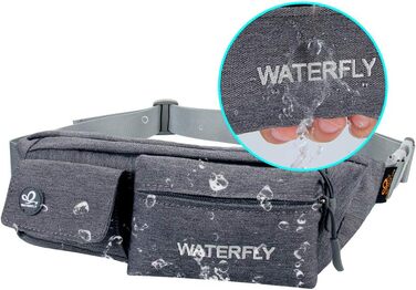 WATERFLY Поясна сумка на пояс для жінок та чоловіків: стильна сумка через плече для спорту, бігу, прогулянок з собакою, подорожей. Темно-сіра