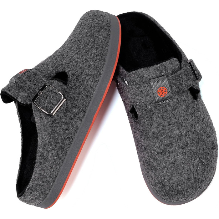 Фетрові тапочки Sisttke для жінок та чоловіків, унісекс, зимові, закриті, з змінним устілком, сірі, 41 EU, 2440