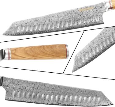 Японський ніж YOUSUNLONG Pro Gyuto 255мм з дамаської сталі - професійний кухонний ніж з дерев'яною ручкою та шкіряною піхвою