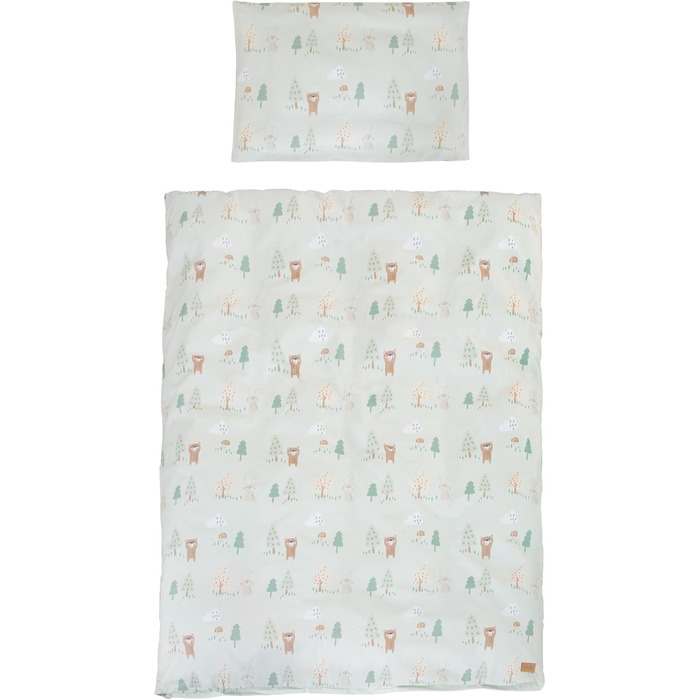 Комплект постільної білизни Roba 100 x 135 см - для дівчаток та хлопчиків - ковдра та наволочка з бавовни для малюків та дітей - зірковий принт - білий (Woodland Buddies, односпальний)