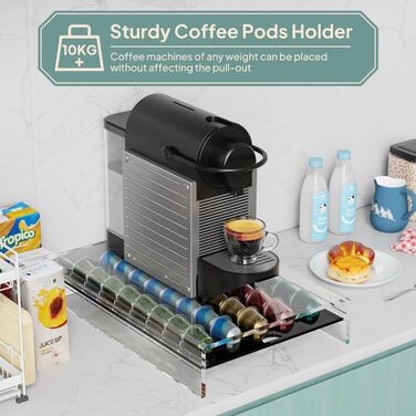 Підставка для капсул Nespresso HOMEXIN прозора на 40 капсул, висувна шухляда, стійкий органайзер для кавомашини