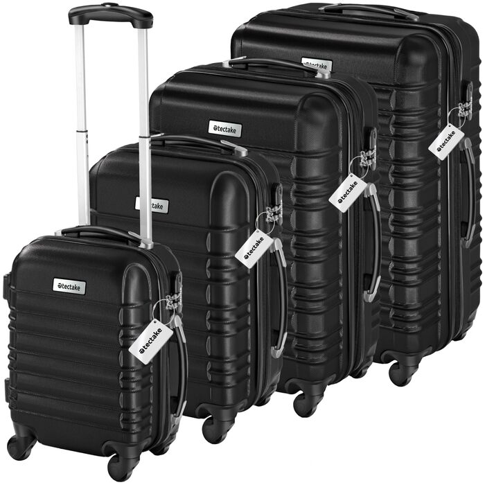 Набір валіз Tectake® 4 шт. з ABS-пластику, S-M-L-XL, з роликами, телескопічним ручками та замками, з ваговою та аксесуарами для валіз
