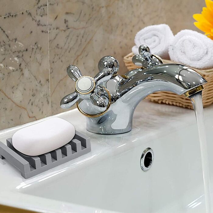 2 шт. мильниці Silikon AstraLoom з самостійним зливом, легко чистяться, неслизькі та небрудні, ідеальні для ванної кімнати, кухні, мила (сірі)