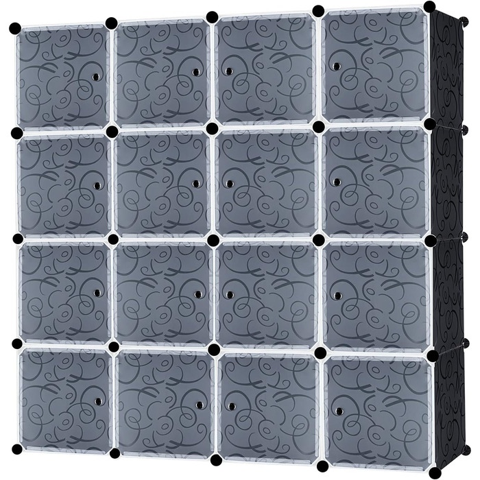 XMTECH DIY Closet Organizer System with Door, Shelf Unit, Wardrobe Closet, Shoe Rack made of Plastic (10 Boxes with Closet)