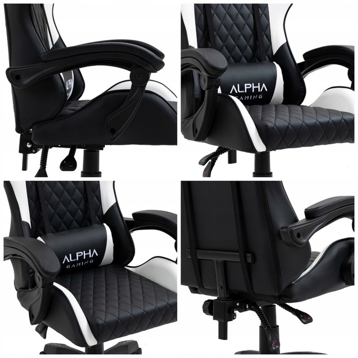 Ігрове крісло Alpha Gaming Carbon, штучна шкіра, чорно-біле