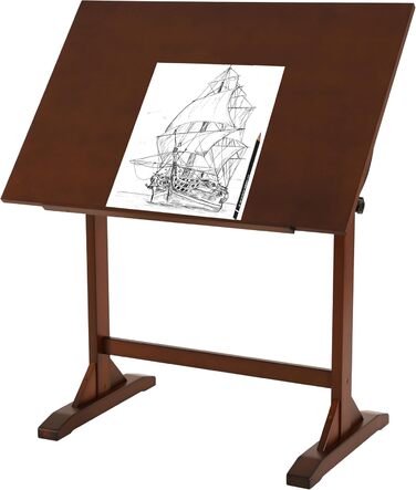 VISWIN Adjustable Drawing Table - Large Wooden Art Table for Artists - Height & Angle Adjustable, Solid Pine Wood, Studio Easel Table for Painting & Drawing