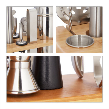 Relaxdays 9-Piece Cocktail Set with Stand
