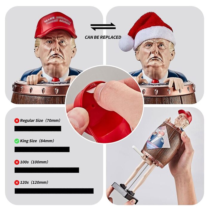 GETBSTOOP Trump Merchandise - Cigarette Dispenser with MAGA Hat, 2024 Donald Trump Santa Cigarette Tip Cases, Funny Trump Gifts, Collectibles, Prank Toys, and Novelty Gag Gift