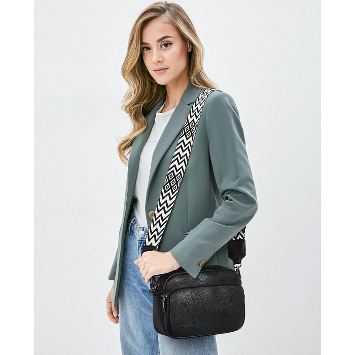 Сумка жіноча через плече крос-боді з PU шкіри, чорна - стильна маленька сумка з регульованим ремінцем