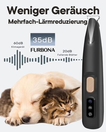 Триммер для собак та котів Pfotentrimmer з LED-підсвічуванням, 18 мм, тихий (35 дБ), вологостійкий, акумуляторний, для догляду за лапами, вухами, обличчям та хвостом (Чорний)