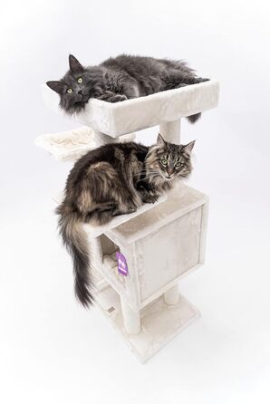 Котячий комплекс Petrebels Cleopatra, 134 см, з лежаком та котячою печерою, діаметр стовпів 9 см, бежевий/кремовий