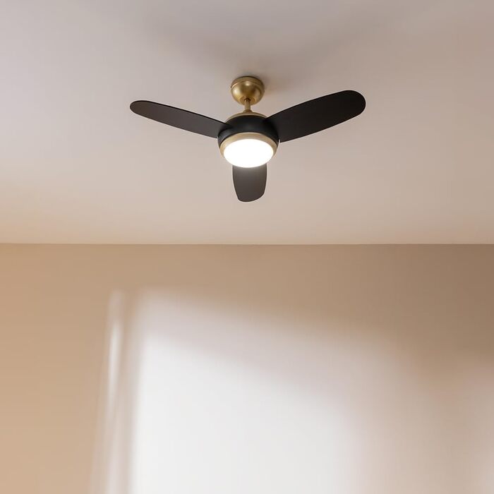Стельовий вентилятор Cecotec EnergySilence Aero 4265 GoldBlack з LED підсвіткою 18W, діаметр 107 см (42 дюйми), пульт, таймер, 3 швидкості