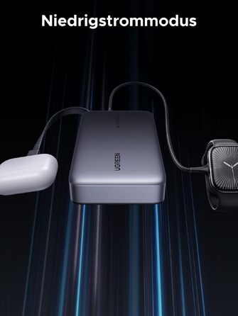 Повербанк UGREEN Nexode 20000mAh 67W з вбудованим кабелем USB-C, швидка зарядка HyperCharge та PD 65W для MacBook, iPad, iPhone, Xiaomi
