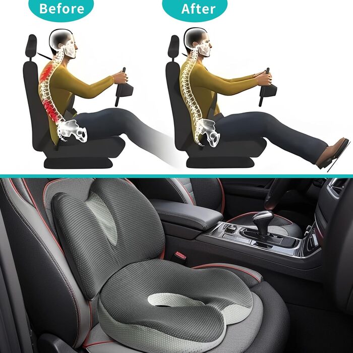 Набір подушок для сидіння та підтримки спини 2 в 1, ергономічні подушки з memory foam для офісного крісла, автокрісла, інвалідного візка, зняття болю при геморої та хворих купритових кісток