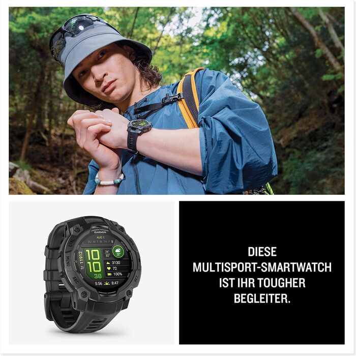 Розумний годинник Garmin Instinct 3 45mm AMOLED - GPS, Multisport, Health Coach, Чорний