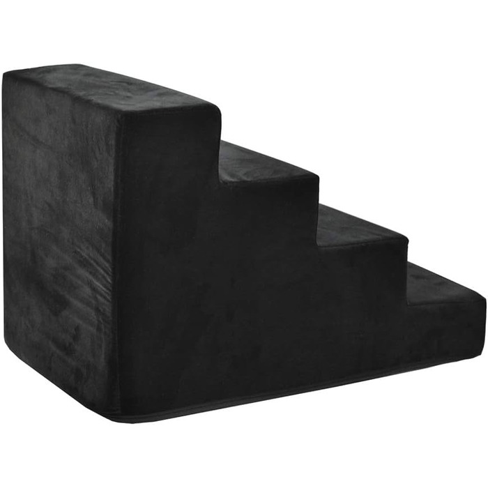Сходинка для собак та котів, 40 см, 4 сходинки, велюр, чорний колір | Сходи для тварин на ліжко та в авто