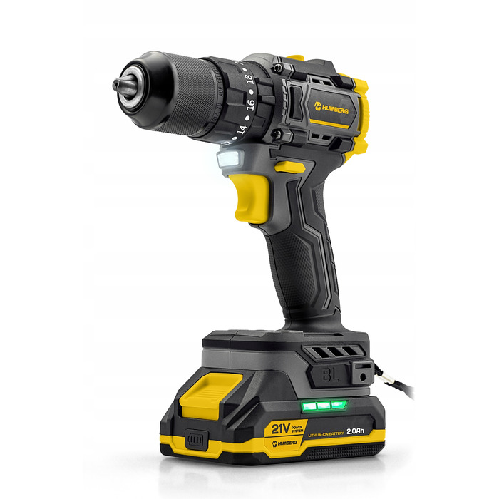 Акумуляторний дриль-шурупокрут HUMBERG HM-432 21V + 2 акумулятори, надпотужний