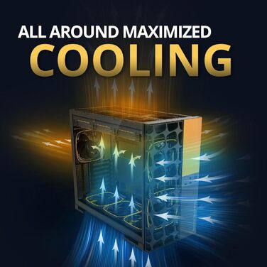 Корпус для ПК Geometric Future M5 Vent Mesh, Mid Tower, E-ATX/ATX, Чорний/Жовтий, з вентиляторами, підтримка радіатора 420/360, Dual-Chamber