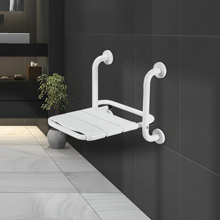 Ansobea Shower Stool for Seniors, Bath Stool, 7-Level Height Adjustable, 41-56 cm, Shower Chair with U-Shaped Hygiene Cutout, Bathroom Stool, Stable for the Shower (Type 6 Foldable Shower Seat)