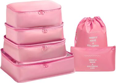 Органайзер для валізи OSDUE, набір 6 шт., Packing Cubes, водонепроникні сумки для одягу, туристичний органайзер для валізи (Рожевий)