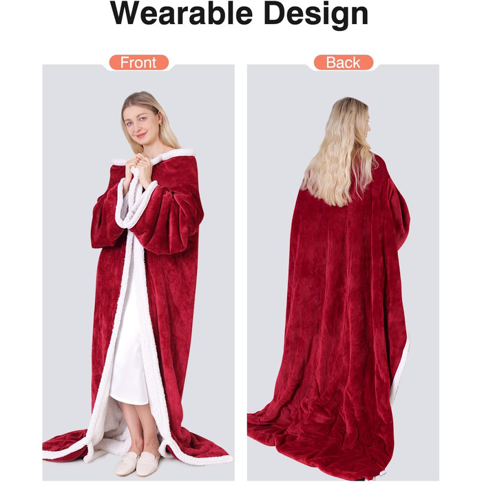 Електрична ковдра Yokimisu з автовимкненням 180x130 см, плюшева, з 6 рівнями нагріву, таймером, захистом від перегріву, пральна, для дому та офісу (Червона)