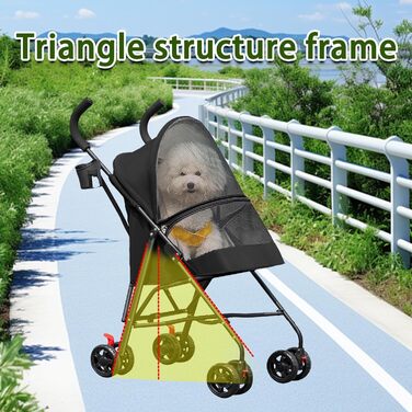 Візок для собак Homewell 2в1: візок-будка, сумка-переноска, з підсклянниками, гальмом та захистом від дощу, чорний