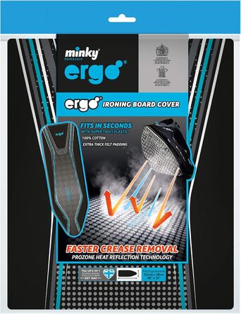 Замінний чохол та наповнювач для прасувальної дошки Minky Homecare Ergo Prozone, 121.9 x 38.1 см, чорно-синій