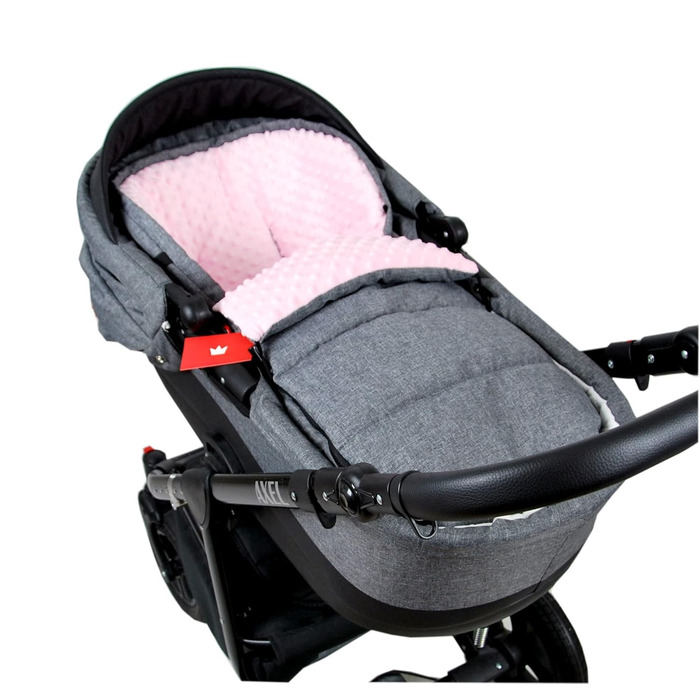 Зимовий конверт-муфта BABYLUX 90 см MINKY для коляски та автокрісла, сірий з рожевим, утеплений, з рукавицею