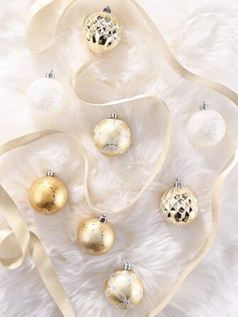 Набір прикрас на ялинку: 30 золотих ялинкових кульок (60 мм, пластик) з гачками для ялинки, святкування, вечірка, весілля