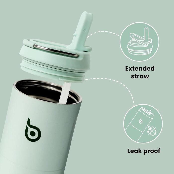 BOTTLE BOTTLE Insulated Stainless Steel Water Bottle 750 ml with Straw, Lid & Handle – Leak-Proof, BPA-Free, Double-Walled – Ideal Water Bottle for Sports, Travel & Fitness (Green)